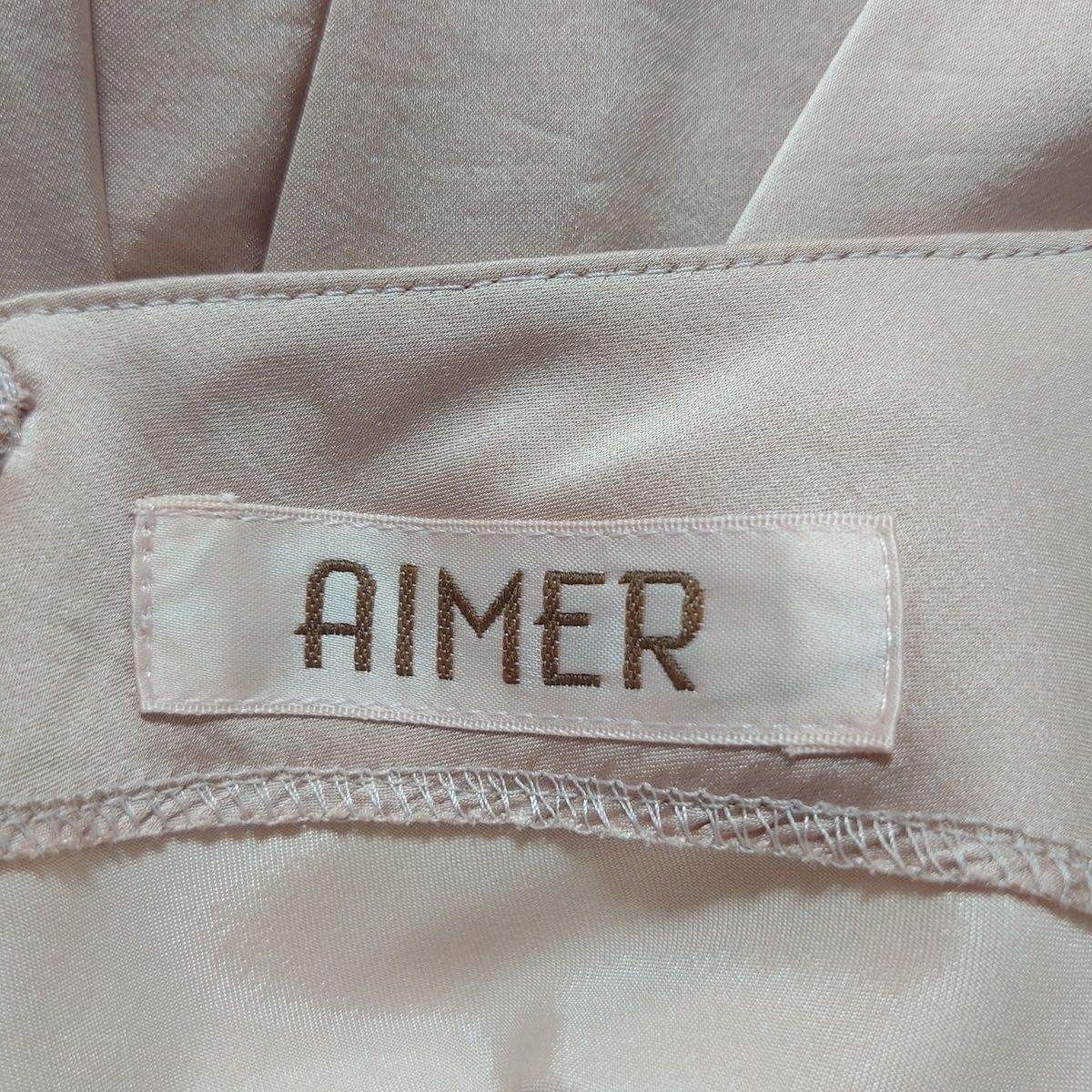 aimer(エメ) ワンピース サイズ9 M レディース美品 ライトピンク 半袖/リーフ ポリエステル - メルカリ