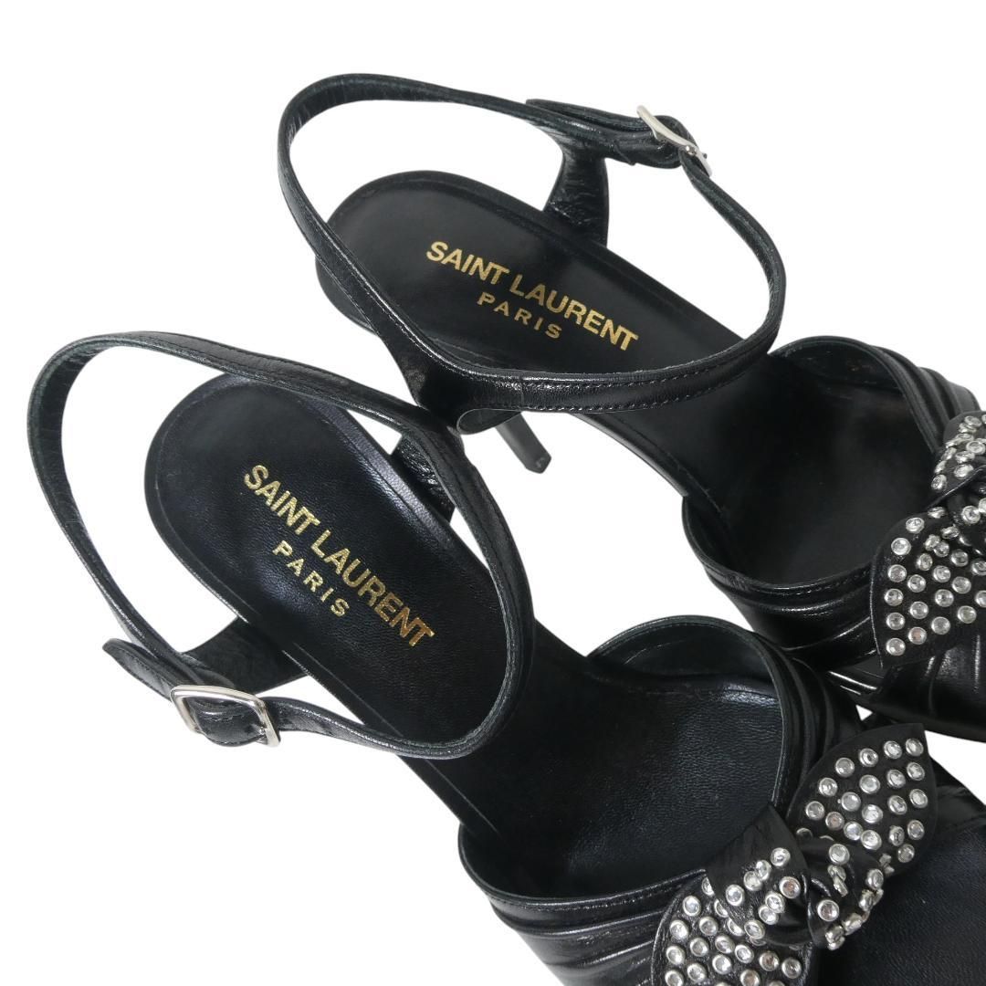 美品 SAINT LAURENT PARIS サンローラン サンダル パンプス リボン 