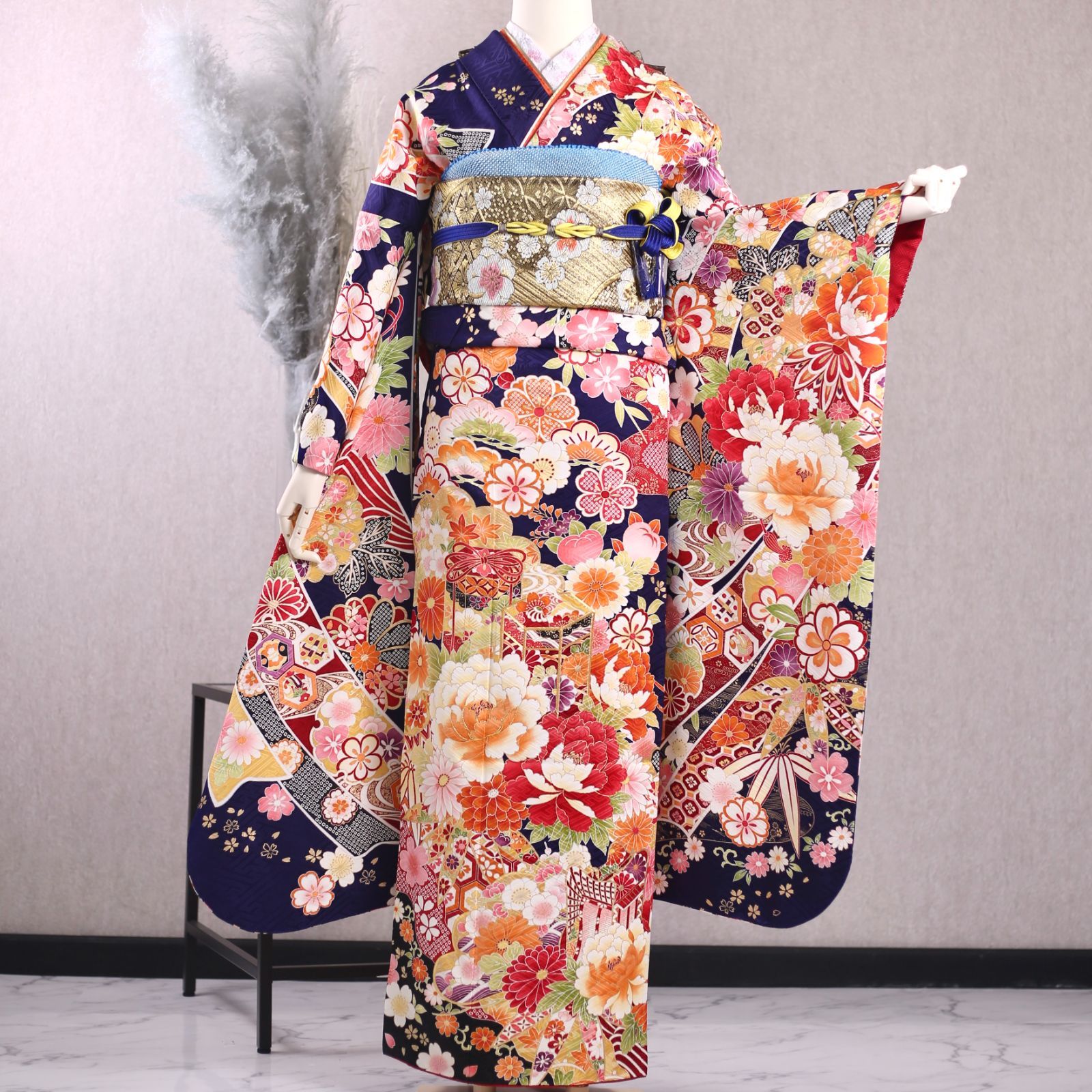 美品 振袖7点フルセット【青×モダン】〈L〉KF-149 - メルカリ 美品 振袖7点フルセット【青×モダン】〈L〉KF-149 - メルカリ