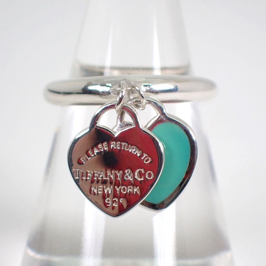 ティファニー 925/エナメル リターントゥ ダブルハートタグ リング 8号