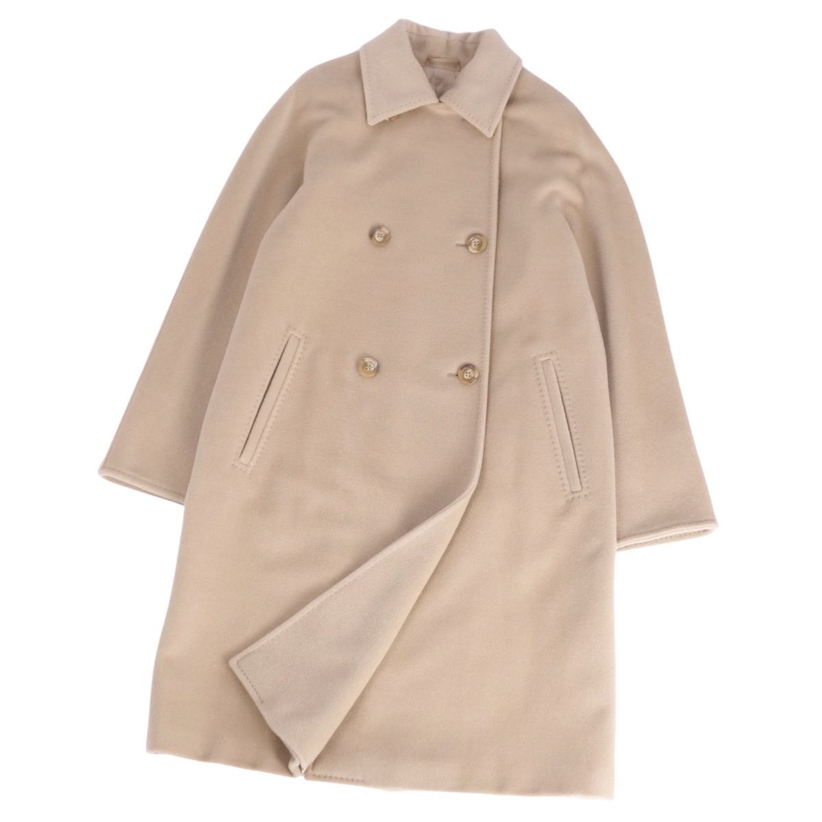 極美品 マックスマーラ 白タグ ハーフコート ダブルブレスト トレンチ ウール 極美品 マックスマーラ 白タグ ハーフコート ダブルブレスト トレンチ