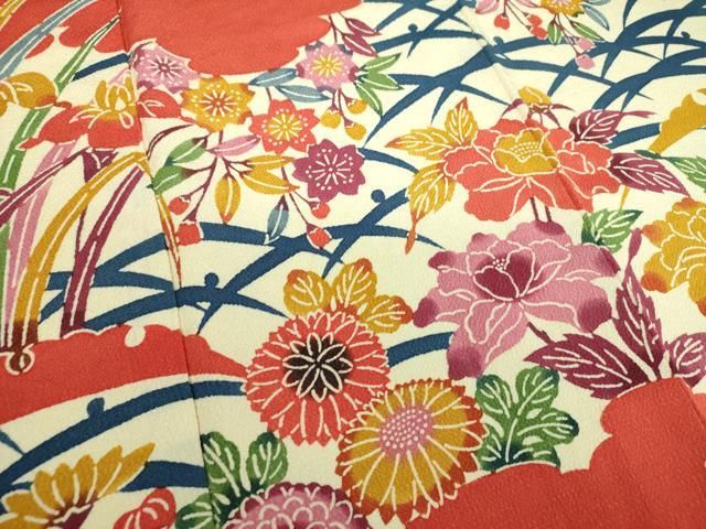 平和屋着物○和染紅型 栗山紅型 栗山吉三郎 振袖 雪芝 露芝 霞吉祥花文