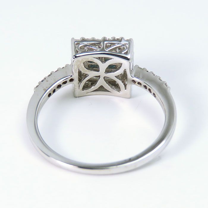 K18WG ブルーダイヤモンド リング K18WG】リング ブルーダイヤモンド ダイヤモンド 14.5号 指輪