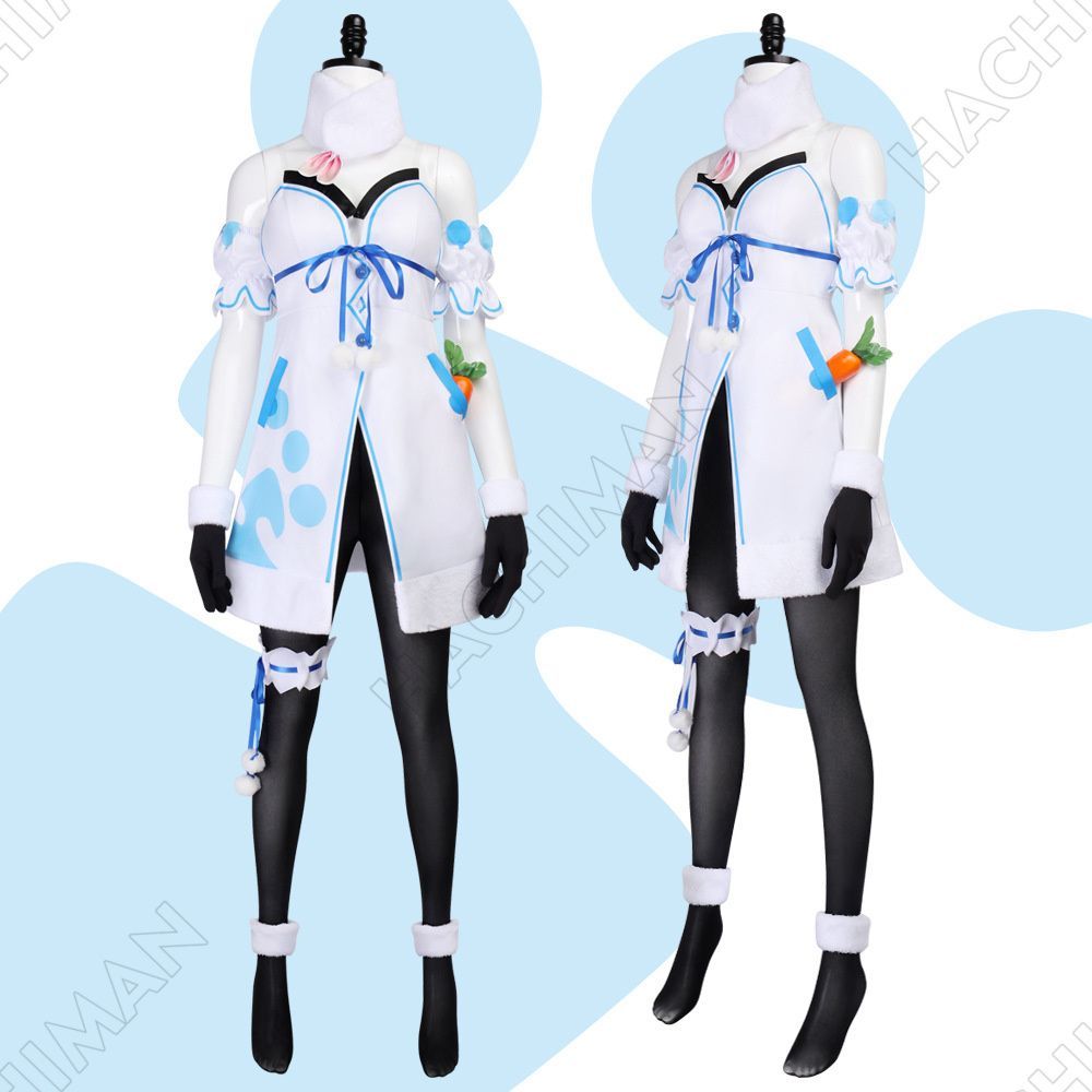 PWPCOS] 兎田ぺこら コスプレ 衣装 フルセット 風 メイド服 ウィッグ