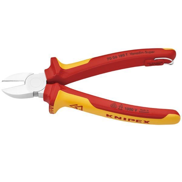 KNIPEX クニペックス 7006-180TBK 絶縁斜ニッパー 落下防止 BK