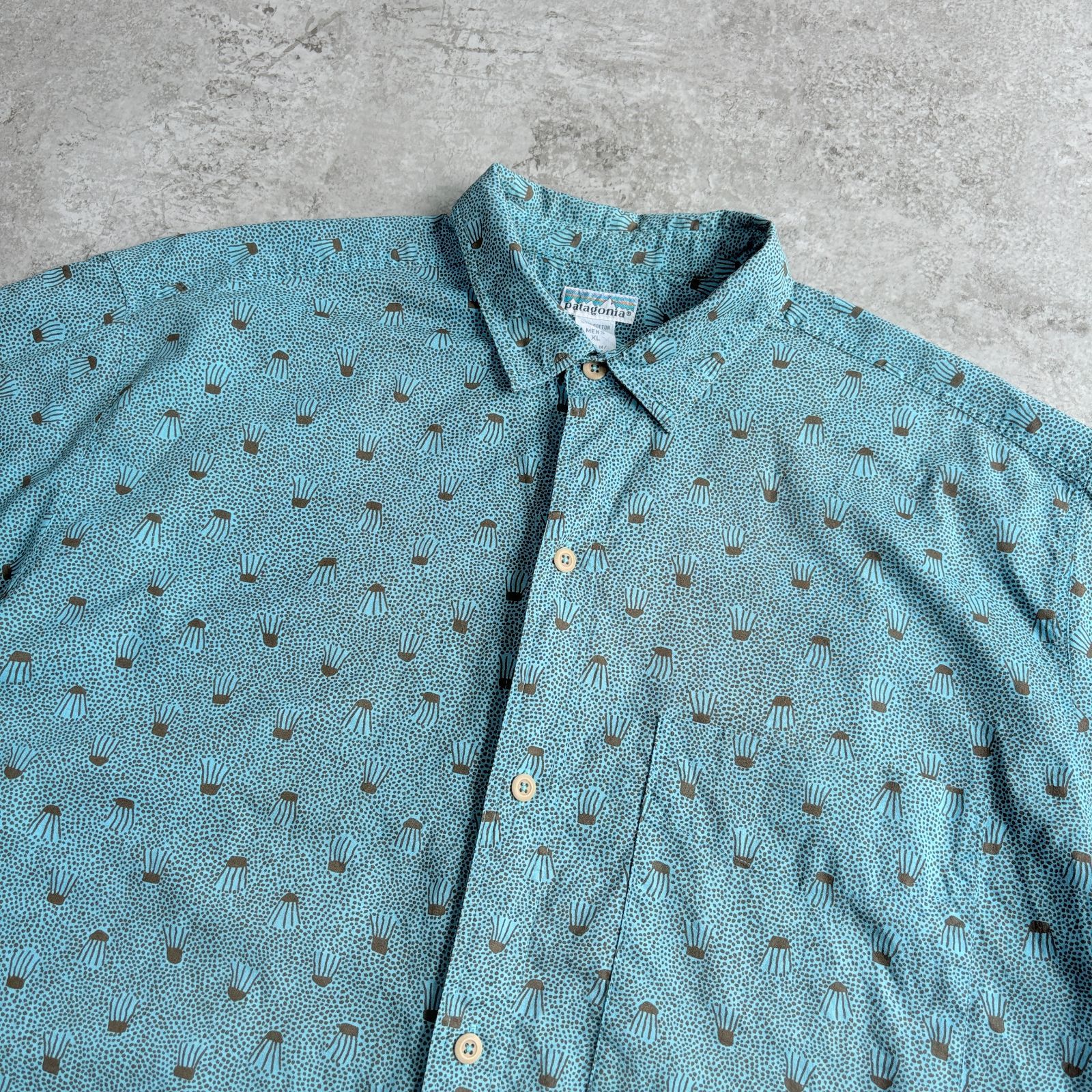 90s 1991年製 patagonia A/Cshirt Cotton Short sleeve shirt 【blue