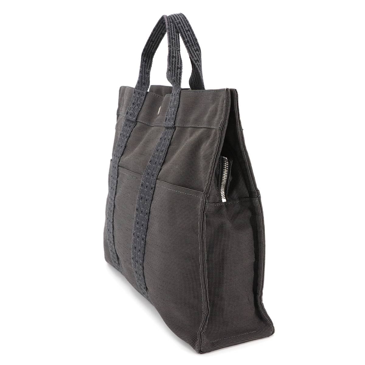 エルメス エールライン トートバッグ キャンバス シルバー金具 グレー