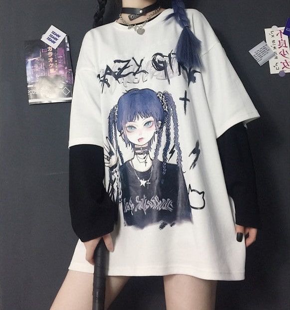 レア 期間限定 地雷系 サブカル プリントTシャツ by Unxi XL 地雷系 ファッション オーバーサイズ プリント Tシャツ ユニ