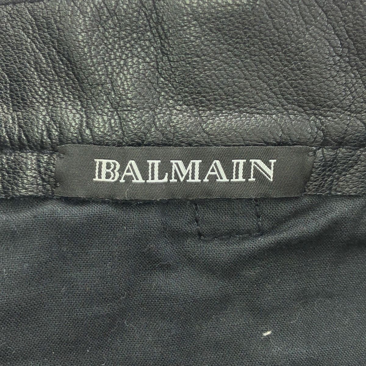 BALMAIN バルマン ラムレザーバイカーショートパンツ ブラック 36  