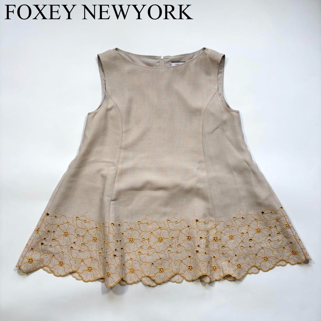 FOXEY NEWYORK フォクシー ニューヨーク リネン linen ブーケ フラワー 刺繍 ブラウス 2025