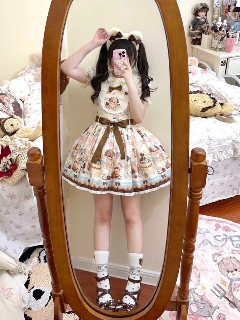 ♥ ワンちゃん柄ジャンパースカート ロリータワンピース お出かけ女子会に最適 WWW_IMPECCABLEHEALTHCARESERVICES_COM