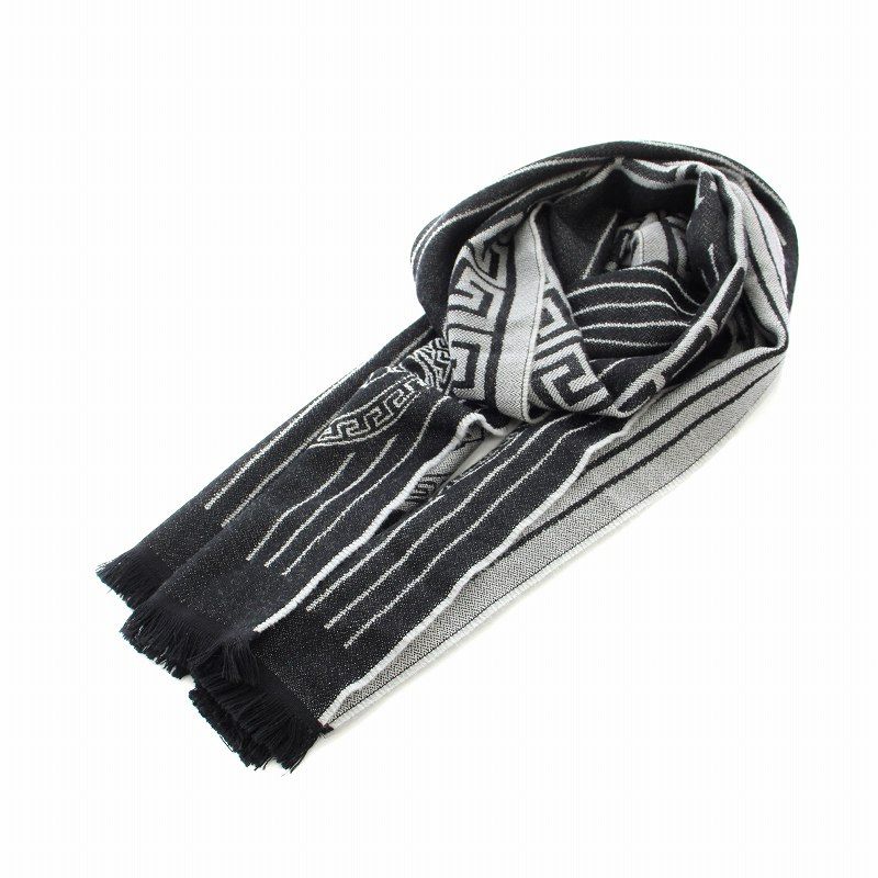 ★良品　ヴェルサーチ　ストール　メデューサ　マフラー　イタリア製　グレカ模様 Versace ヴェルサーチ メドゥーサ メデューサ プリント マフラー