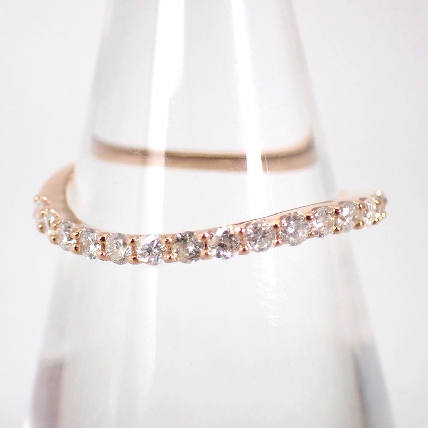 新品】K18PG ダイヤモンド ハーフエタニティ リング 11号[f2-3