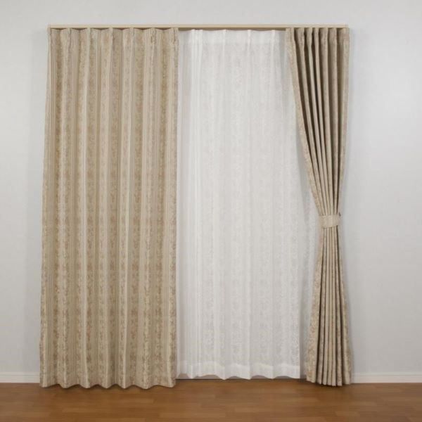 遮光 カーテン 約幅100cm×長さ190cm×2枚セット 割引 ローズ 花