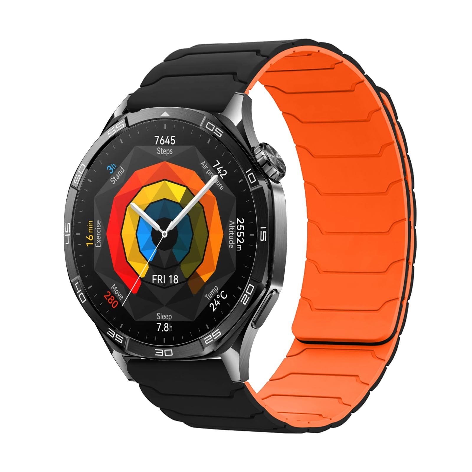 新品 [Hinnwer] 22mm バンド Huawei Watch GT 5 Pro/GT 5/GT4 46mm 対応 ファーウェイスマートウォッチ 磁気シリコン バンド スポーツ 時計ベルト 柔らかい 防水 長さ調節 交換ストラップ Huawei Watc