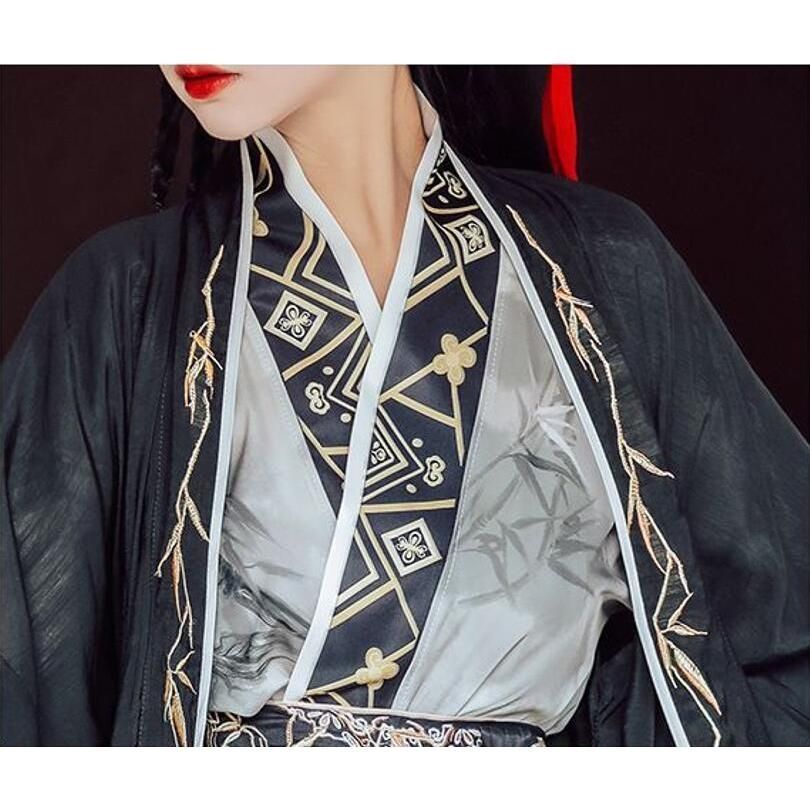 竹柄プリント刺しゅう