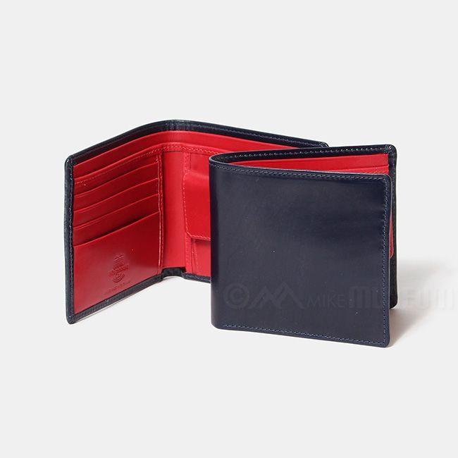 【新品未使用】 Whitehouse Cox ホワイトハウスコックス メンズ 二つ折り財布 レザー NAVY/RED S7532