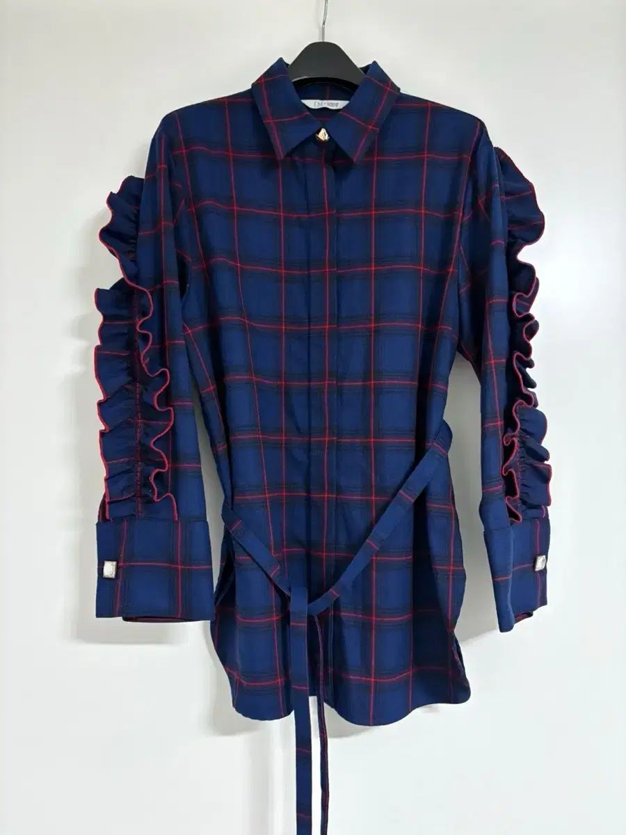 イッミシャ X ロンドンクラウド チェック フリル ブラウス F 55 66