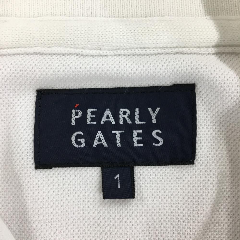 パーリーゲイツ ノースリーブポロシャツ 白×ネイビー ニコちゃん