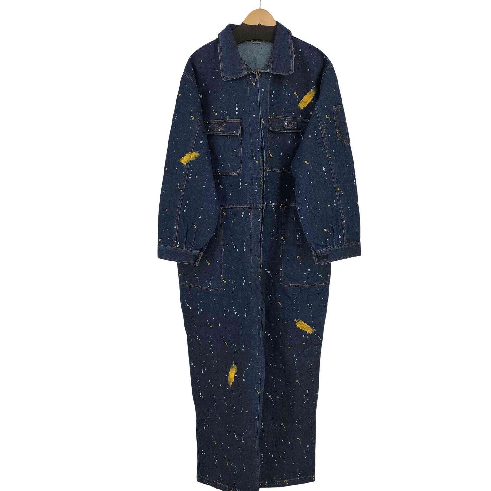 ユーズドフルギ USED古着 Painting Denim インディゴ ペイントデニムオーバーオール メンズ  3L