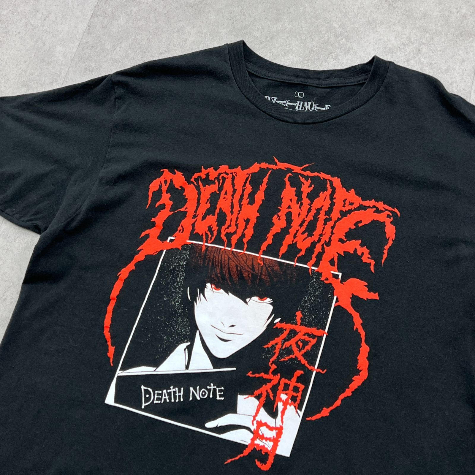 希少プリント デスノート DEATH NOTE 夜神月 ライト 半袖Tシャツ ANIME TEE 古着 ブラック 黒 L - メルカリ