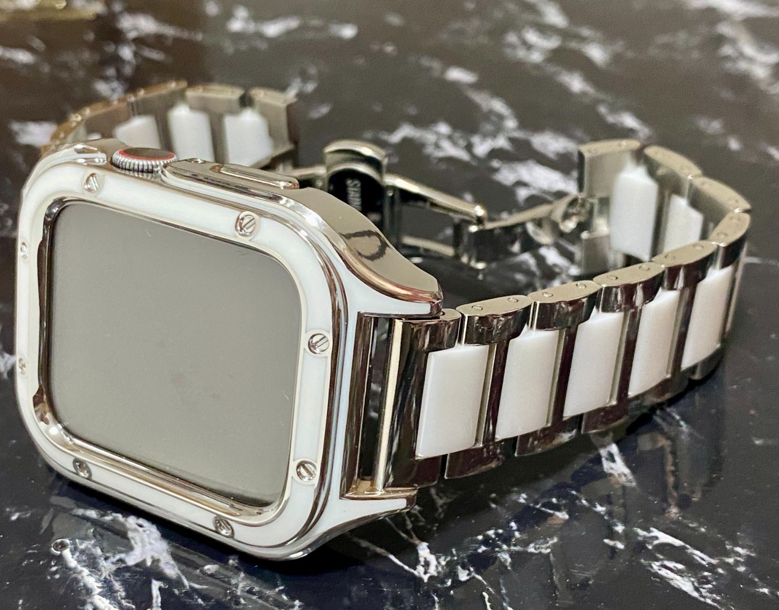 SH 8スクリュー アップルウォッチ ステンベルト セラミック 保護 カバー ケース メンズ レディー Apple Watch バンド