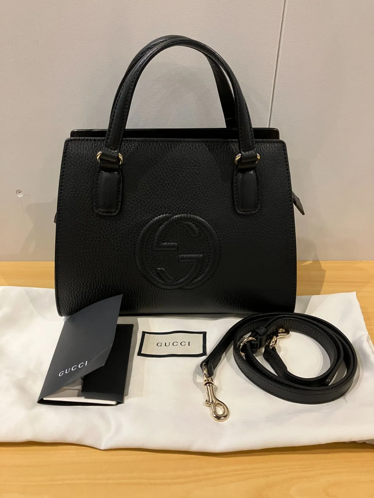 ITQBVNDY4AM8】GUCCI グッチ ソーホー 607722 ハンドバッグ ショルダーバッグ レザー 2way ブラック  黒|mercariメルカリ官方指定廠商|Bibian比比昂代買代購