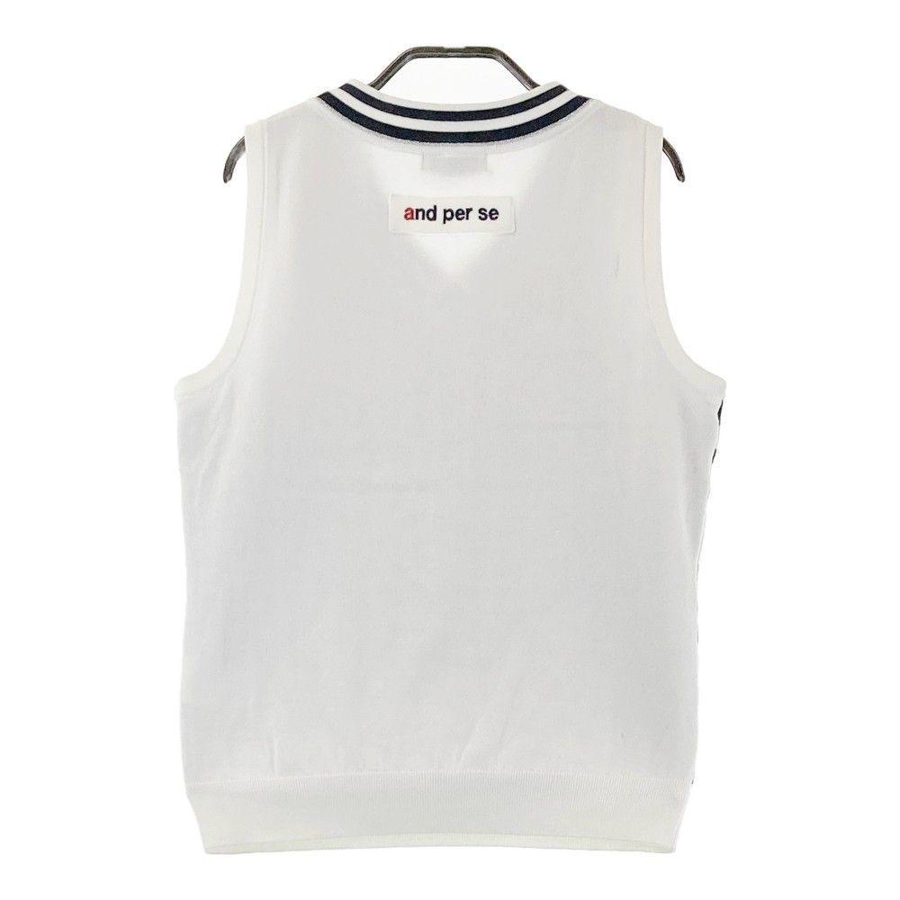 未使用品 アンパスィ ニットベスト M サイズ：M AND PER SE アンパスィ ニットベスト 総柄 ホワイト系