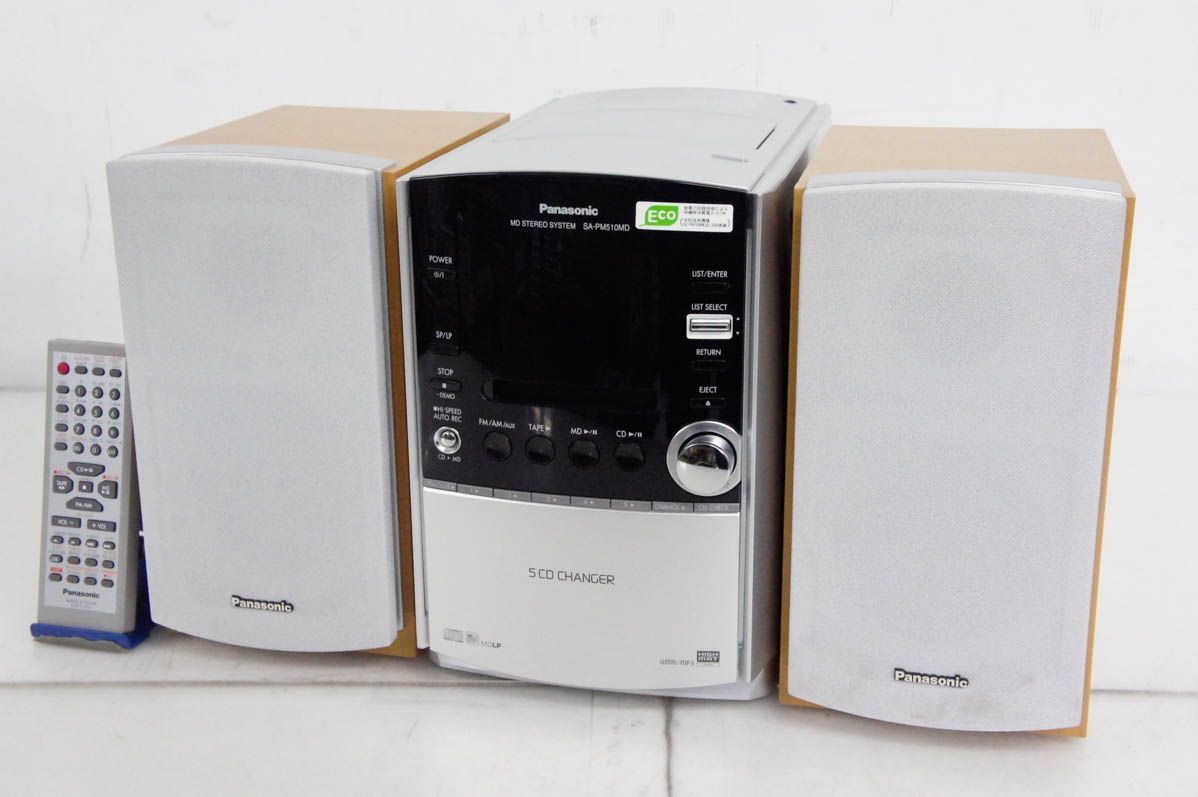 Panasonicパナソニック MDステレオシステム 5CD MD カセットテープ ラジオ MDLP対応 SC-PM510MD-W