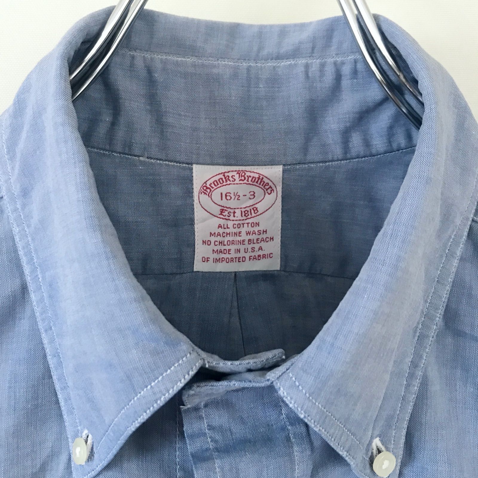 ブルックスブラザーズ/BROOKS BROTHERS★90s USA製★シャンブレー長袖スポーツシャツ/ボタンダウンカラー★16 1/2-3(JPNメンズL-XL)   2407J071