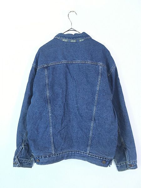古着　90s DOLCE デニムジャケット　デニム　切り替え　レザー 14 レディース 古着 40-50s イエローステッチ 片ポケ インディゴ