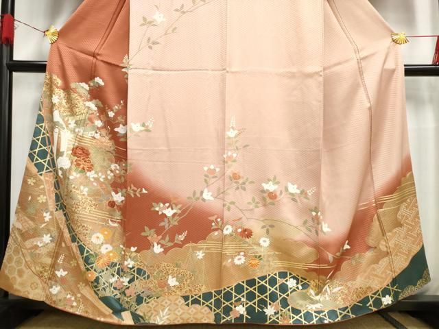 平和屋着物□訪問着 駒刺繍 鬘帯吉祥花文 金彩 正絹 逸品