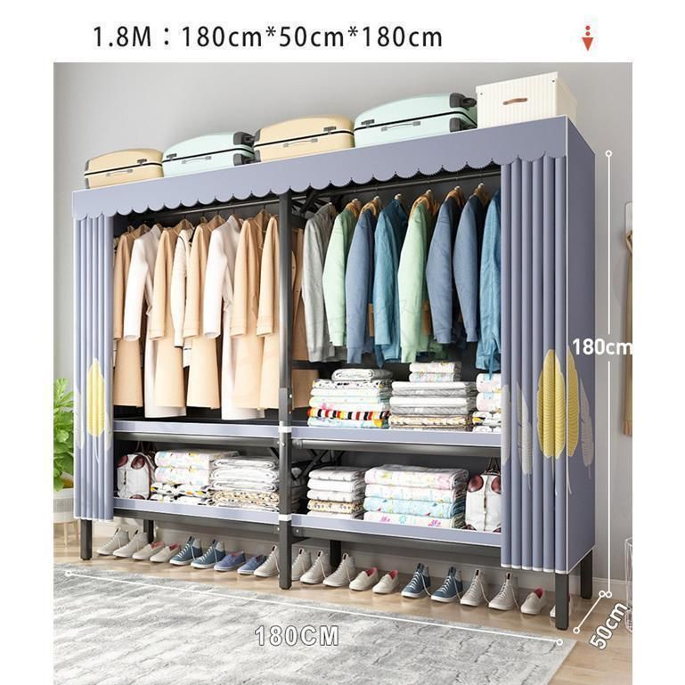 1.8M ハンガーラック大容量カバー付き頑丈クローゼット組み立て簡単洋服タンス収納棚洋服収納ラックお洒落防塵防湿三代目