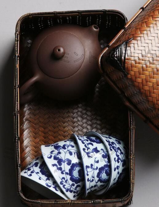 竹細工　竹籠　茶道具入れ 新入荷 新作収納ボックス 旅行用の茶籠 竹の箱 携帯 茶器入れ