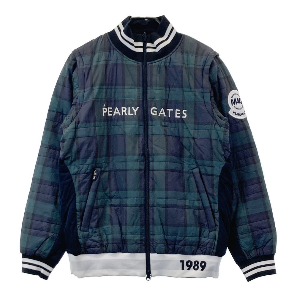 サイズ 1 PEARLY GATES パーリーゲイツ 2way リバーシブル 中綿ジャケット チェック柄 グリーン系 240101502908 ゴルフウェア レディース ストスト