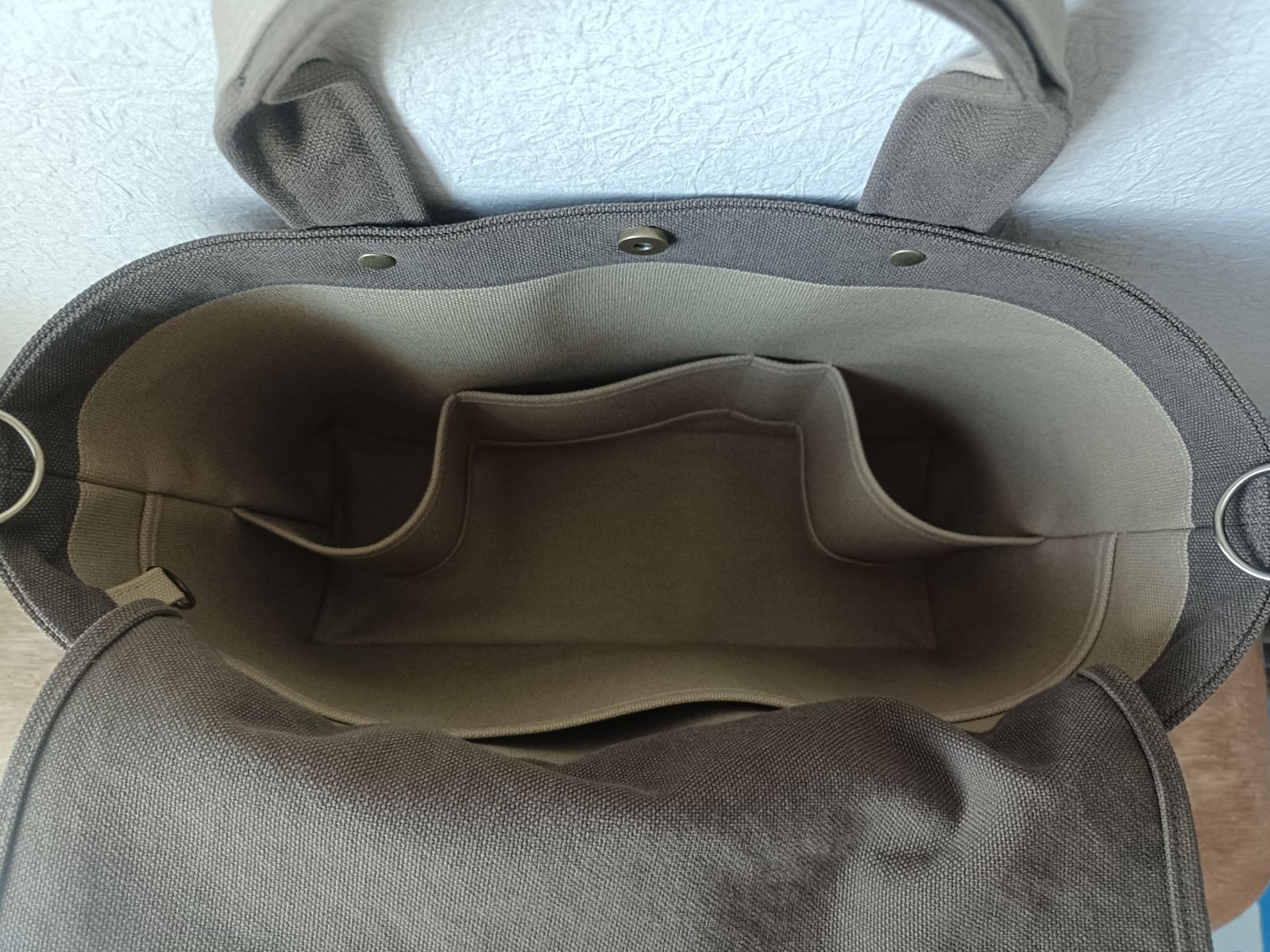 スモーキーブラウン×サンド 全面８号帆布２重仕立て