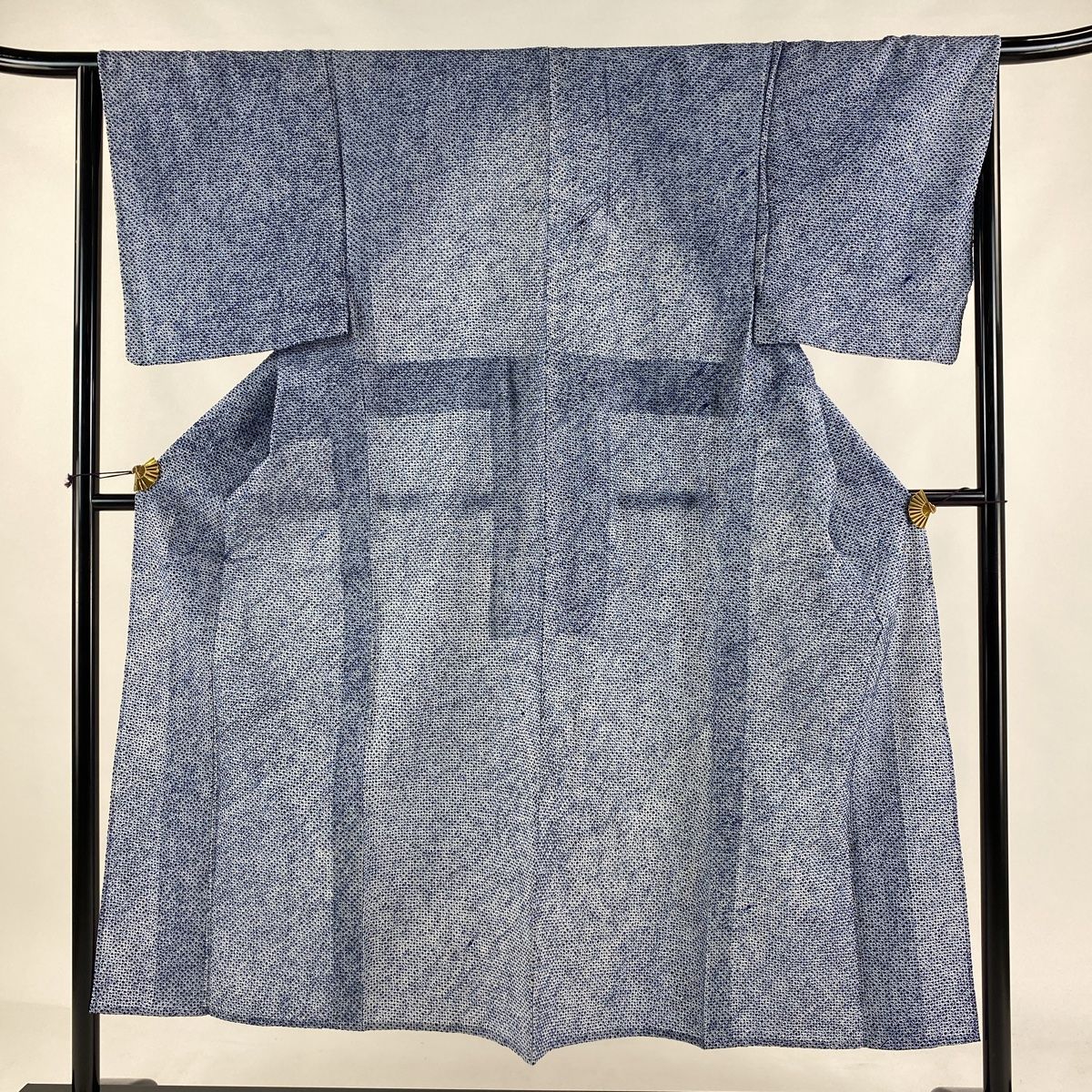 男着物 身丈151cm 裄丈65cm M 絞り浴衣 紺色 綿 名品