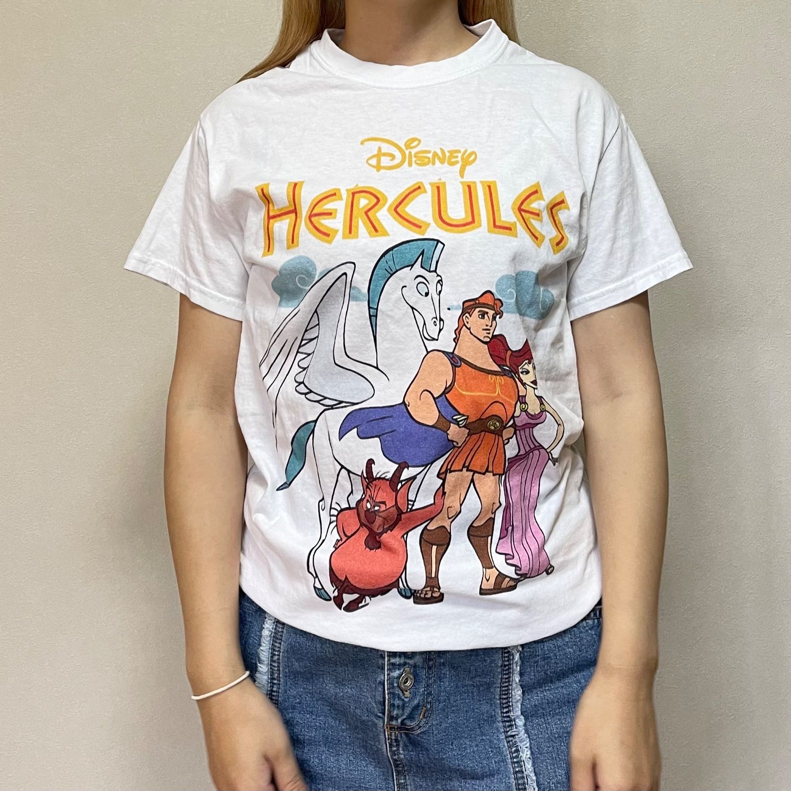 00's Disney HERCULES Tシャツ 古着 ディズニー ヘラクレス ホワイト