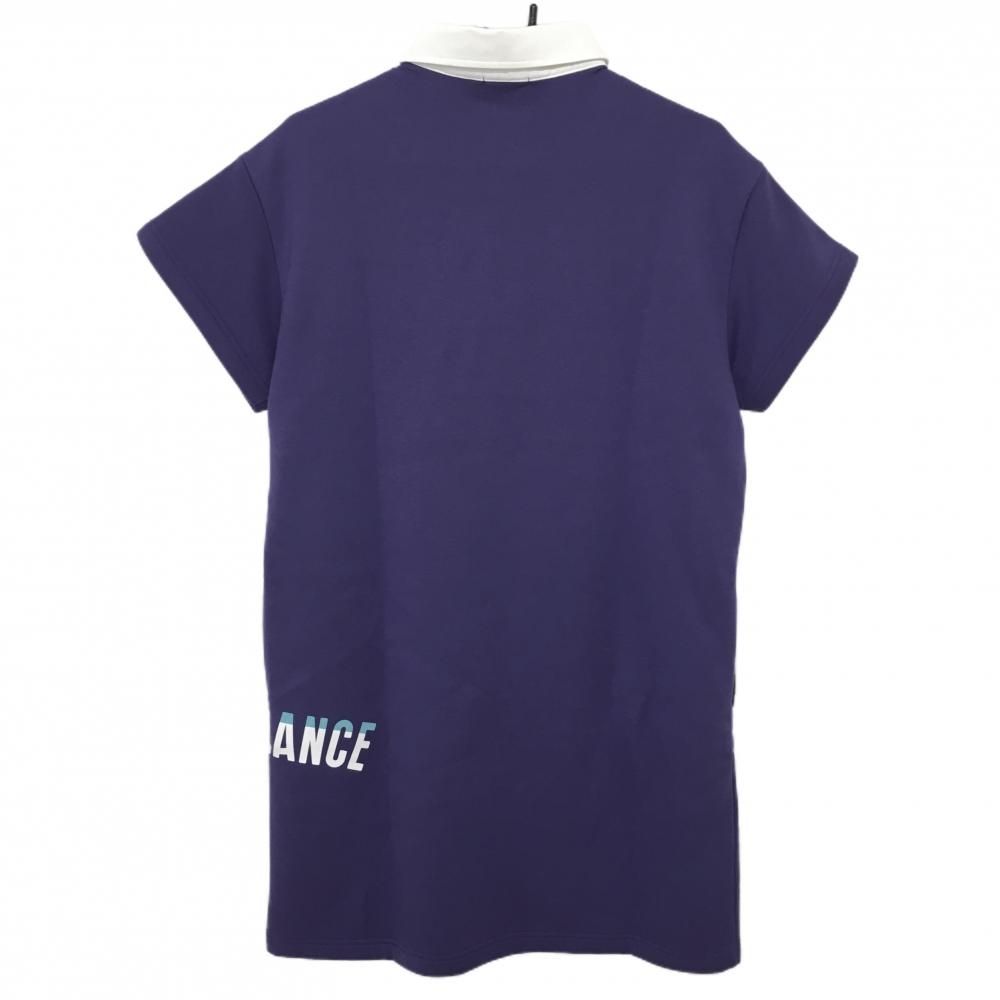 ニューバランスゴルフ 半袖ワンピース パープル×ネイビー 裏起毛 ロゴ