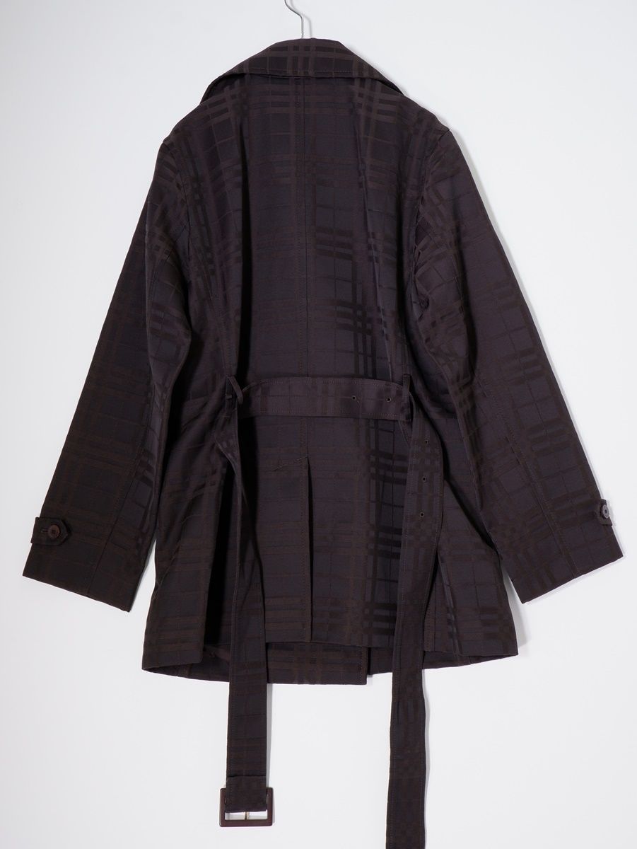 BURBERRY LONDONバーバリー ロンドン コットンポリ ジャガードシャドーチェック ハーフトレンチコート 40 LCTA79507