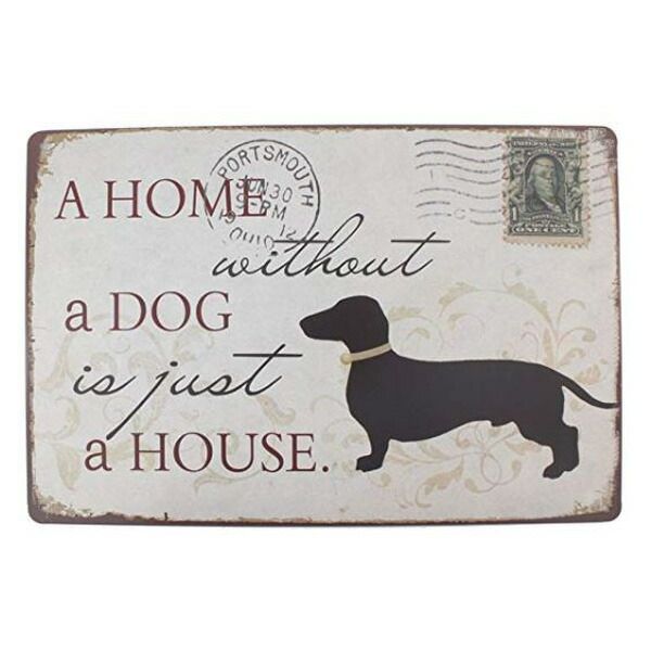 メタルサイン A HOME without a DOG is just a HOUSE. レターモチーフ ビンテージ調 看板 20cm×30cm