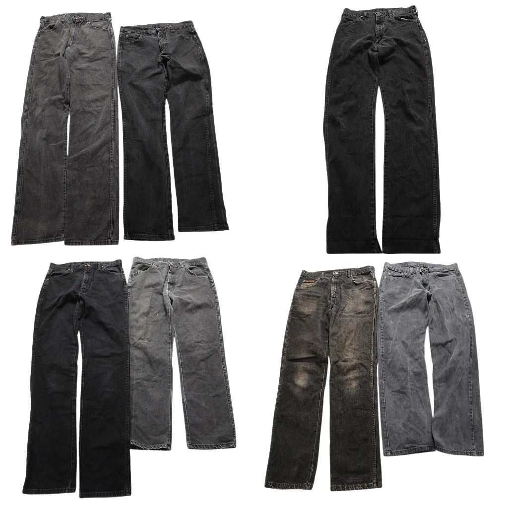 古着卸 Wrangler ラングラー ブラックデニム パンツ 7枚セット メンズ 32 |33 アメカジ フェード 革パッチ 古着 NA5909