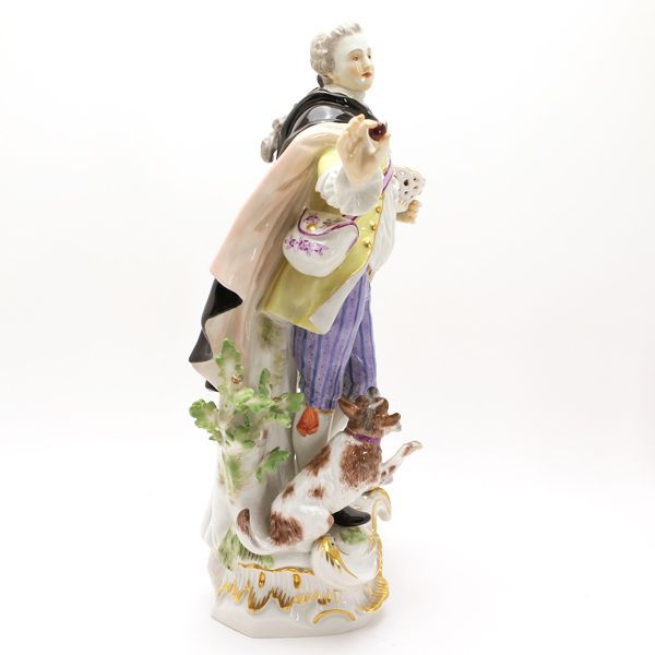 MEISSEN マイセン 羊飼いの男性 フルーツ カゴ 犬 シェパード
