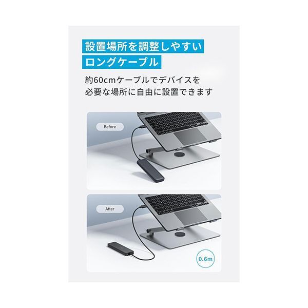 （まとめ） アンカージャパン ANKER USB-C データハブ（4-in-1 5Gbps） 60cmケーブル ブラック A8309012 1個 【&times;2セット】