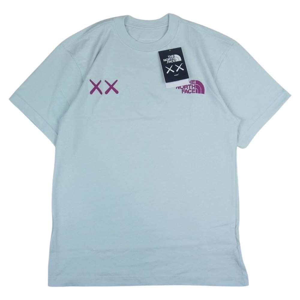 THE NORTH FACE ノースフェイス NF0A7WLL0UF × KAWS S/S TEE ロゴ 刺繍 半袖 Tシャツ  WLL0UF KAWS SS TEE ブルー系 XS【中古】