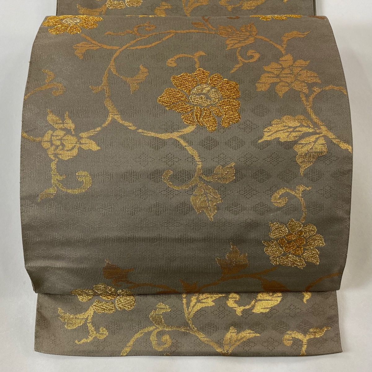 袋帯 美品 秀品 花唐草 金糸 箔 灰茶 全通 正絹 【中古】 - メルカリ