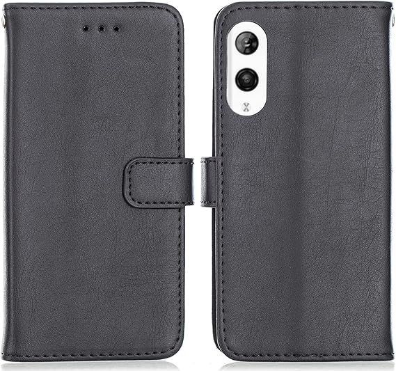 【在庫処分】【 Viesa 】 クラシックレトロ 手帳型 ケース Rakuten Hand 4G / 5G 全適用 (楽天モバイル) 対応 Rakuten Mobile スマホケース (ブラック) PU革 財布型 マグネット式 カード入れ スタンド機能