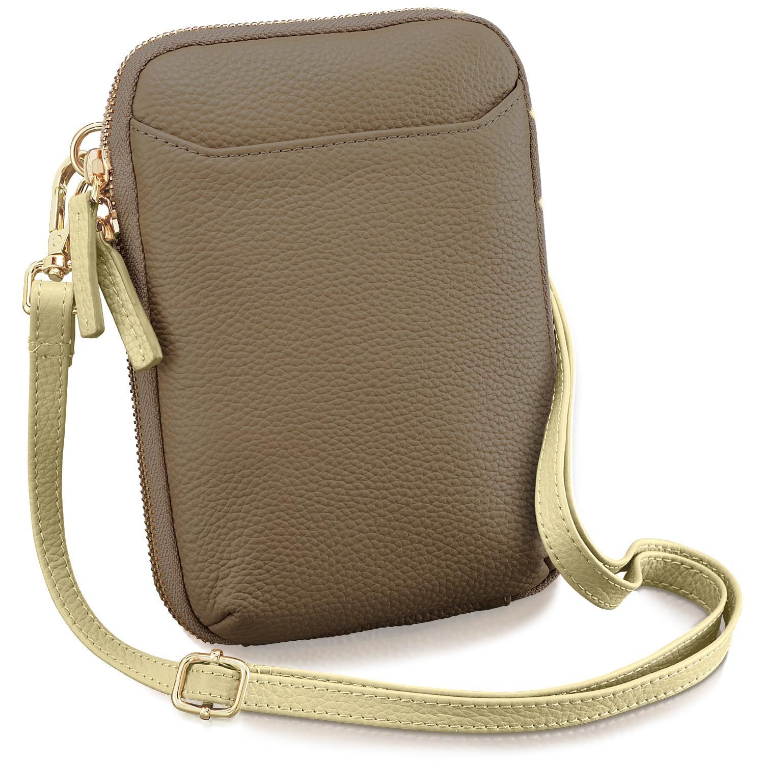 Color トープ×マスタード Annekor スマホポーチ 高見え 本革 スマホ ショルダー 斜めがけ 縦型 財布 スマホポシェット バッグ レディース 軽量 ミニ ショルダーポーチ ショルダーバッグ ギフト アンコール トープ×マスタード