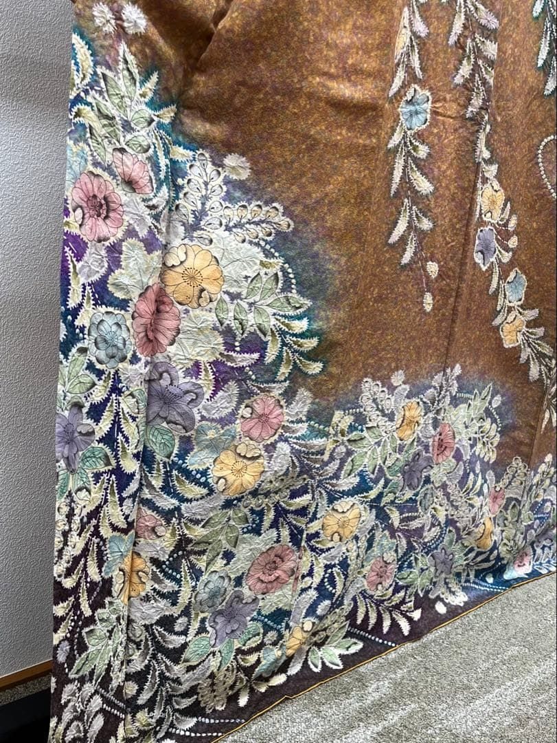 訪問着 辻ヶ花 絞り加工 銀通し 正絹 X507 - メルカリ