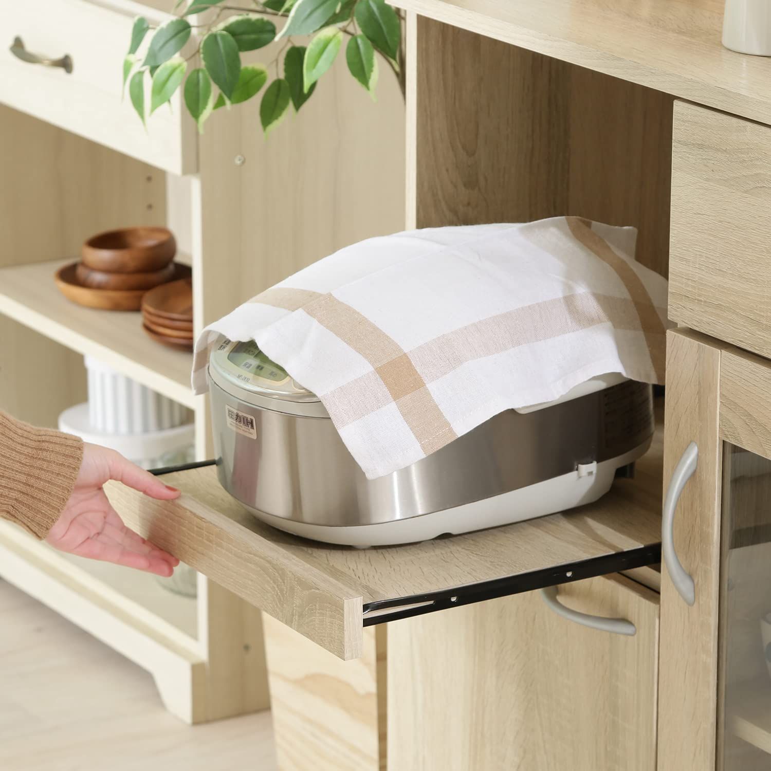 組立商品 キャスター付き ホワイトオーク 幅76.8×奥行39.8×高さ84㎝ 70688 キッチン収納 キッチンワゴン 不二貿易